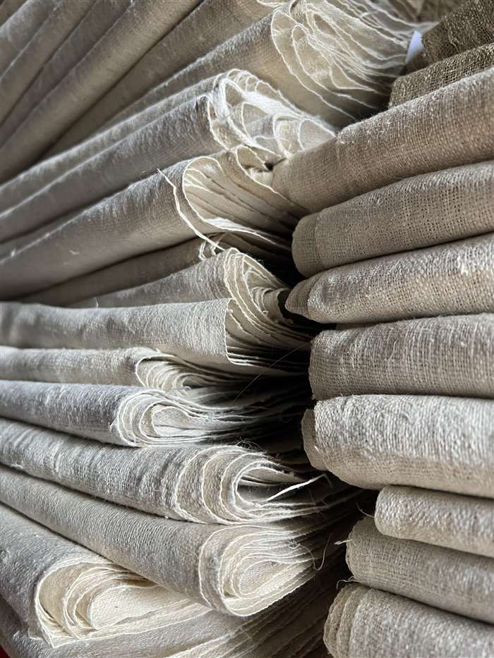 Handwoven hemp linen fabric by the roll